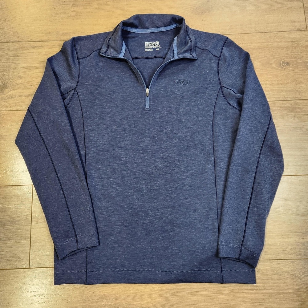 Outdoor Research Pullover Mens Medium Blue Long Sleeve Blackridge 1/4 Zip Hiking